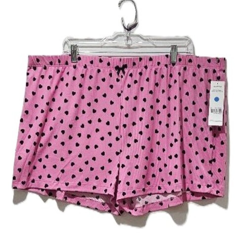 New PINK W MINI BLACK HEARTS PJ SLEEPWEAR SHORTS  3X   Valentine’s Day